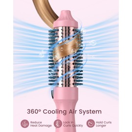 360° Airflow Styler Thermal Brush, Zavarea 1.5 Inch Nagetive ion Thermal Brush for Blowout, Heated Round Brush with Cool Air, 20S Fast Heating Curling Brush with 4 Temp Settings for Volumizing