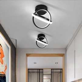 CANEOE Black Led Ceiling Light, 6000K Lighting Fixtures, Metal Creative Design Lamp for Living Room Bedroom Corridor Aisle Hallway (Cool White), CL-JCYXBK-US
