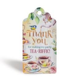 Summer-Ray 50pcs Tea Party Thank You Tags for Bridal Shower, Baby Shower, Birthday Party – Afternoon Tea Theme Favor Tags