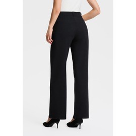 Yogipace Petite Women's Pull-on High Rise Stretch Relaxed Fit Dress Pants Soft Ponte Bussiness Casual Trouser Work Pant,27",Black,Size M