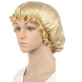 LSHARON 100% Mulberry Silk Nightcap Sleepcap Lace Sleeping Hat (Pink)