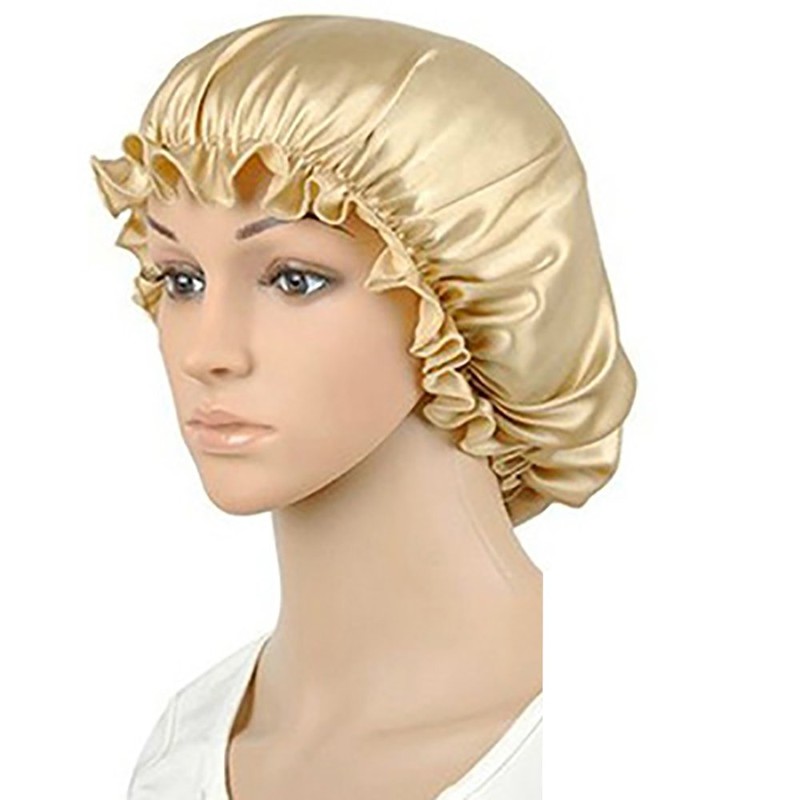 LSHARON 100% Mulberry Silk Nightcap Sleepcap Lace Sleeping Hat (Pink)