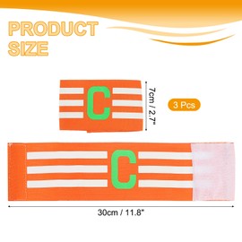 sourcing map Soccer Captain Armband, Nylon Captain Arm Bands for Soccer Elastic Captain C Arm Band Sports Captain Armbands for Football Team Training Youth & Adult Orange, Pack of 3