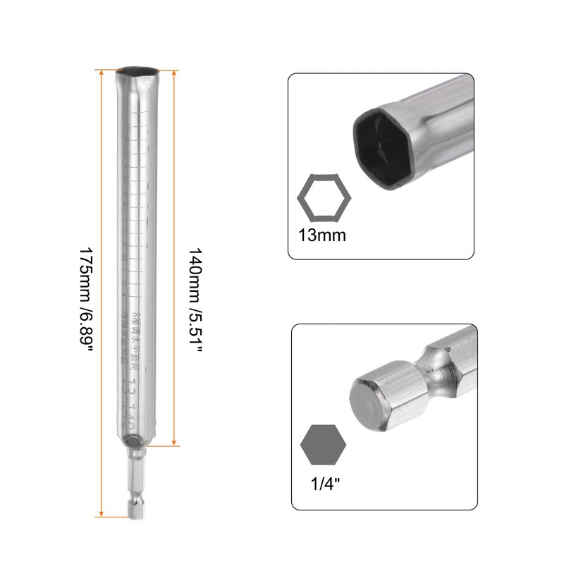 sourcing map Hollow Socket, 13mm x 140mm Deep Well Power