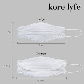 [10 PCS] 25% LARGER KF94 Face Mask - X-LARGE WHITE - [Made in Korea] - In 5 PCS Reclosable Package - Breathable Premium Quality - [Package in English]