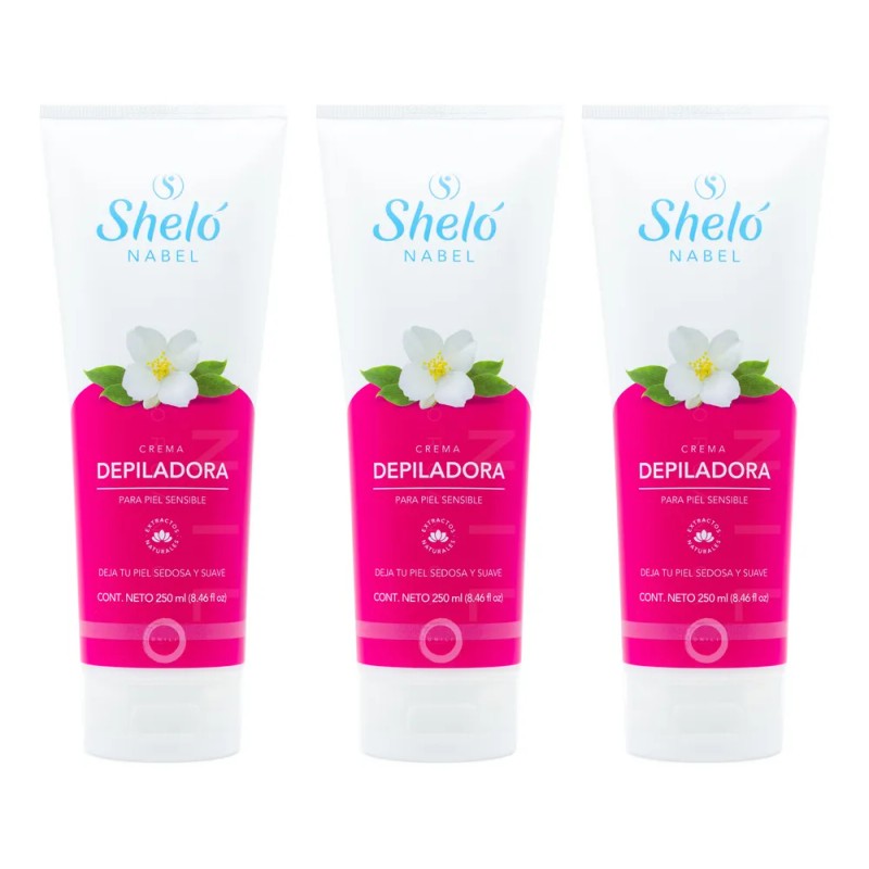 Crema Depiladora Piel Sensible Sheló Navel250 Ml 3 Piezas