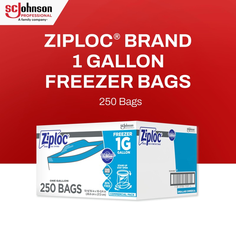 Ziploc® Freezer And Storage Bags, 1 Gallon, Box Of 250