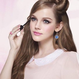 JDONL Kawaii Cute Cat Dog Paw Earring for Women Glitter Stainless Steel Lovely Cat Dog Paw Style Enamel Filled Dangle Earrings Jewelry Gifts (Blue)