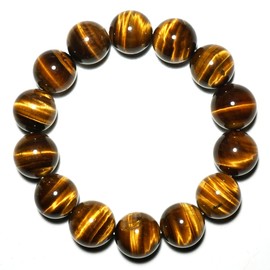 Tigers Eye Mens Bracelet 12MM with Golden Brown Cats Eye | Fits for About 8" XLarge Wrist | Natural Solar Plexus Chakra Gemstones | Bring Luck Wealth Courage | Protection from Evil | Gift