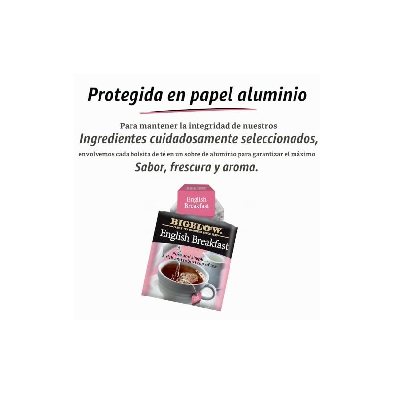 Bigelow - Bolsas de té negras de vainilla francesa, caja