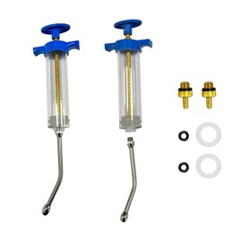 2 Sets Pet Drench Gun, Animal Drenching Syringe with Screw-in 2 Nozzles Metal Head, Adjustable Dosing Livestock Syringe for Cat Dog Pet Goat Horse Sheep Pig Cattle Small Animal Feeding Nursing (100ML)