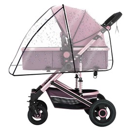 Universal Rain Cover for Pushchair, Transparent PVC Pram Rain Cover Easy to Install Foldable, Windproof, Waterproof, Protect from Sun Dust Snow Pram Shield Fit Most Strollers, Buggies