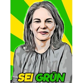 Pure Print Cut SEI GREEN Sticker - Alliance 90/Baerbock - 10 x 14 cm - Pack of 2 - Environmentally Friendly & Weatherproof - Political Sticker for Green Party Fans