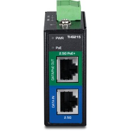TRENDnet Industrial 2.5G PoE+ Injector, TI-IG215, Up to 100m (328 ft.), Extreme Temperature Ready, IP50, Supports (15.4W), (30W), NDAA & TAA Compliant, DIN-Rail Mount, Wall Mount