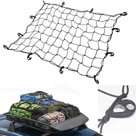 Yivoumi Cargo Net, Roof 47.2 x 35.4 inches (120 x 90 cm), Trunk Net, Prevents Luggage Falling, Luggage Fastening, Car Mount, Large Size, Easy Installation, Travel, Car Overnight, Multi-Purpose, High