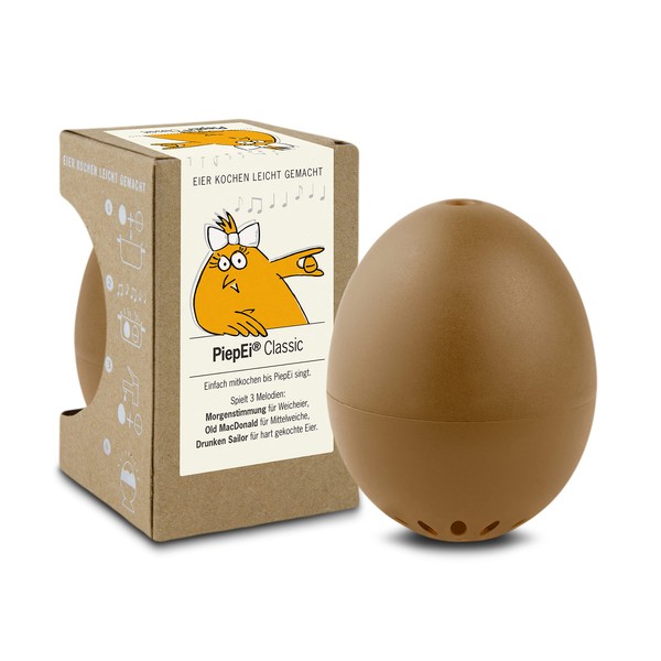 PiepEi Classic Brown - Singing Egg Timer for Cooking with