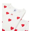 Petit Bateau Girls Pyjacourt, White Marshmallow / Red Terkuit