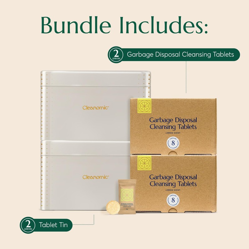 Cleanomic Garbage Disposal Tablets and Tablet Tin Bundle (2 Pack)