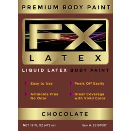 Liquid Latex - Face and Body Paint, Ammonia Free, Easy On and Off, Cosplay Makeup, Create Professional Monster, Zombie Arts 16 Oz (Chocolate)