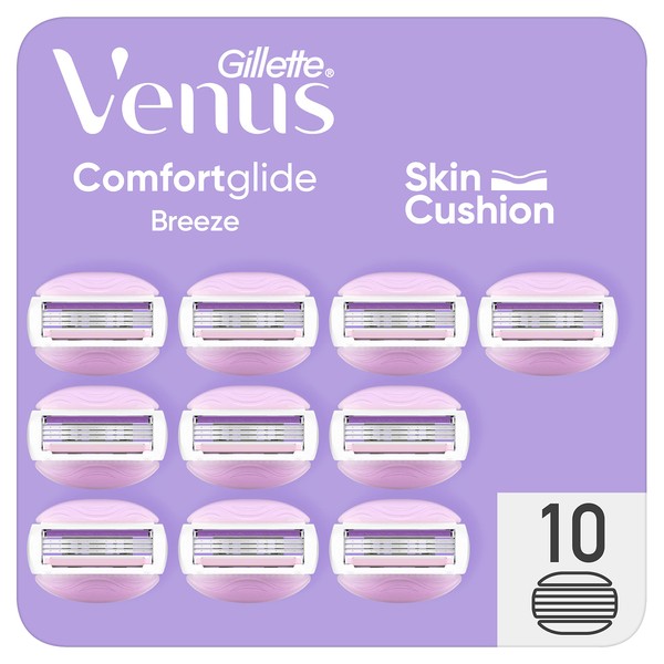 Gillette Venus Comfortglide Breeze Recharges De Lames X10, Pour Femme, 3 Lames Intégrées Pour Un Rasage De Près En Douceur Qui Dure
