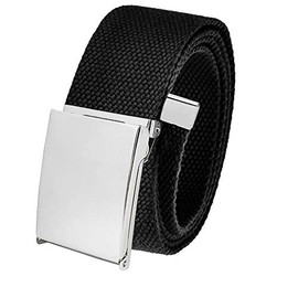 Build A Belt Silver Flip Top Style 1.5" Wide Buckle with Canvas Web Belt (Mens Large Black)