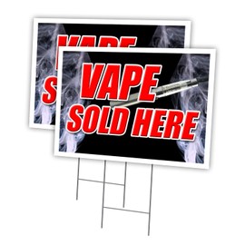 Vape Sold HERE 2 Pack of 12" x 16" Yard Sign & Stake | Advertise Your Business | Stake Included Image On Both Sides | Made in The USA