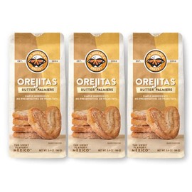 Orejitas Cookies, 3.4 Ounce (Pack of 3), Flaky and Crunchy Mexican Inspired Mini Palmiers made with Real Butter and Lightly Dusted with Sugar by La Monarca Bakery