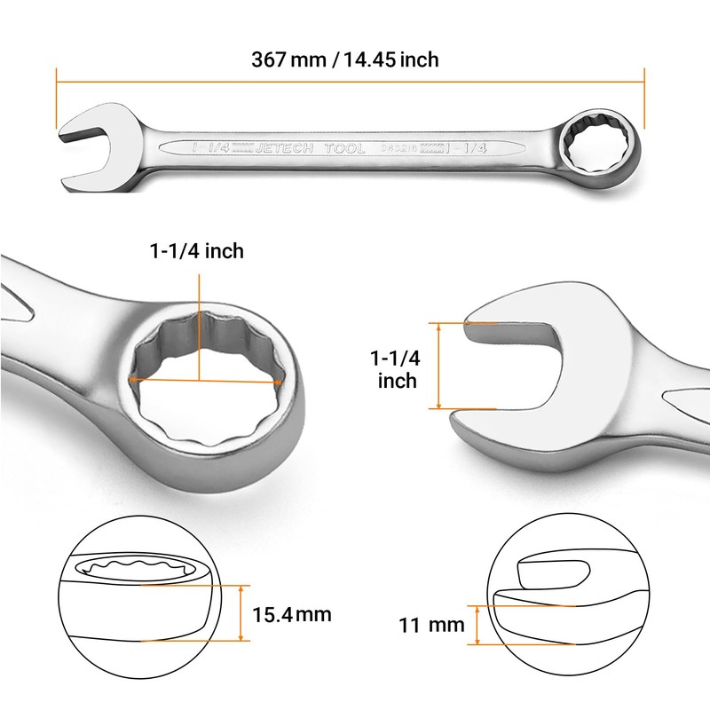 Jetech 1-1/4 Inch Combination Wrench - Industrial Grade Spanner with