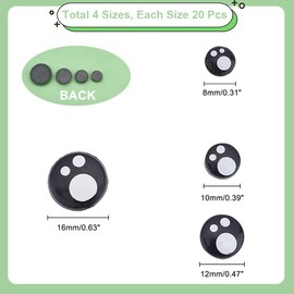 PH PandaHall 100pcs Kawaii Eyes Cabochons, Craft Eyes Tiles Flat Round Eyes Black Animal Eyes Resin Felt Eyes for Amigurumi Puppet Teddy Bear Crochet Plush Animal Making 8/10/12/14/16 mm