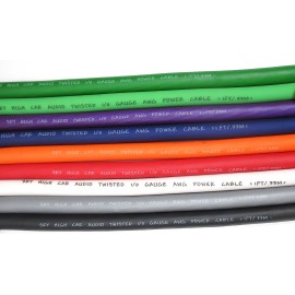 Sky High Car Audio OFC 2/0 Gauge AWG AQUA Power Ground Wire Sky High Car Audio Sold By The Foot