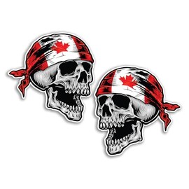2 x 15cm Canada Skull Vinyl Stickers - Canadian Flag Cool Biker Car Travel Holiday Pirate Patriotic Luggage Scrapbooking Sticker #82124