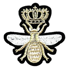 Queen Crown Bee Cute Patch Embroidered DIY Patches Animal Amazing Peacock Flamingo Bird Butterflies Dragonfly Golden Crown BEE Cartoon Kids Cute Applique Sew Iron on Kids Craft Patch (36)