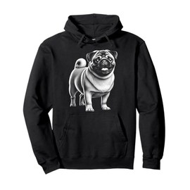 Cute Pug Portrait in Photorealistic Style Pullover Hoodie
