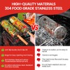 Rolling BBQ Grill Baskets, 2 Pieces, with Wooden Handle, Forks