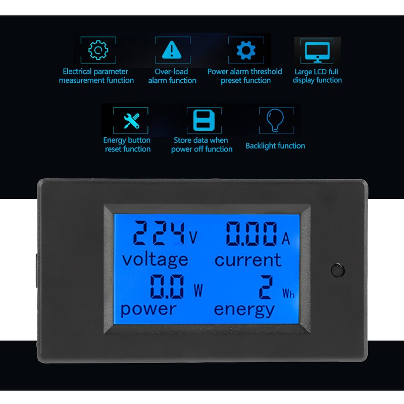 PEACEFAIR PZEM-061 LCD Voltage Current Power Energy Meter Voltmeter Ammeter