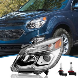 TTUN AUTO Compatible with 2016 2017 Chevy Equinox L/LS/LT/LTZ Headlight with Bulbs Projector & Halogen Type 84009752 84009751(Driver Side