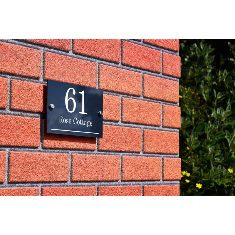 Badgemaster Modern Anthracite House Number Sign Plaque Stainless Steel Standoffs