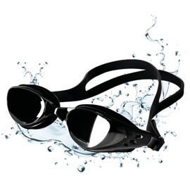Juliyeh Swimming Goggles, Anti Fog Swim Goggles, Waterproof No Leak UV Protection Goggles, Clearview Mirrored, Soft Silicon Seal,Black Professional Swimming Goggles for Adult Men Women Junior Kids