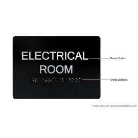 CAADASigns.com Electrical Room Sign Black (Aluminium, Black/Silver,S