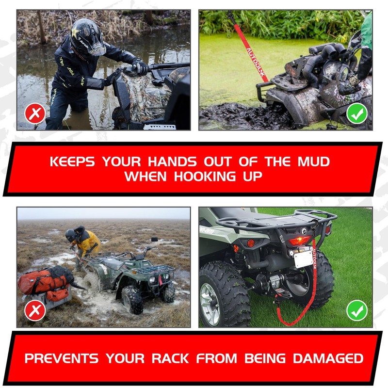 2.5FT UTV ATV Recovery Strap 19400LBS with Winch Hook and