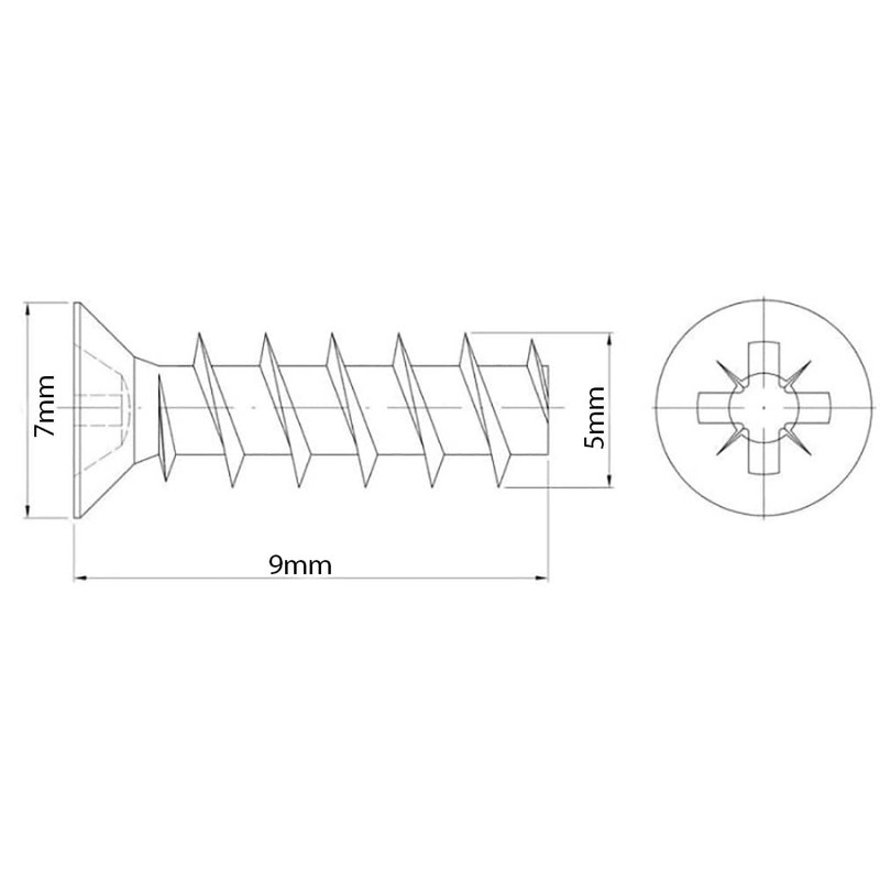 5mm x 9mm Euro Screws for Hinges Draw Runner Screws