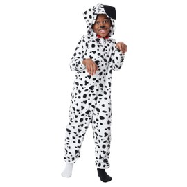 California Costumes, Dalmatian Pup Fleece Jumpsuit, Child,White/Black, Small (size 6-8)