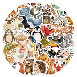 Hoxfly 50Pcs Cute Animal Stickers, 2 Inch Mystical Forest Sticker, Aesthetic Vinyl Waterproof Sticker for Water Bottle Scrapbook Journal Laptop Luggage Guitar Suitcase Skateboard Bike Bumper (A)