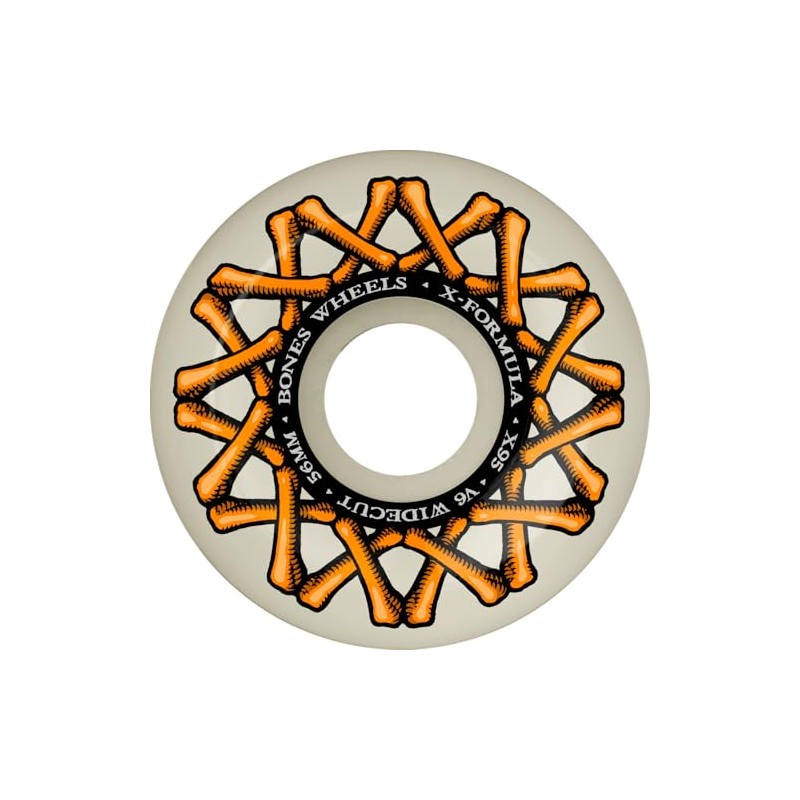 Bones Wheels X-Formula Widecuts スケートボードホイール、56mm、95A、V6ワイドカット。