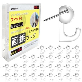 Pin Hooks, 50 Pieces, Load Capacity 2.2 lbs (1 kg), Thumbtacks Fluffy, Non-Conspicuous Holes, Wall Hanging Hooks, DIY, Hanging Hooks, For Plasterboard, Plywood, Clear