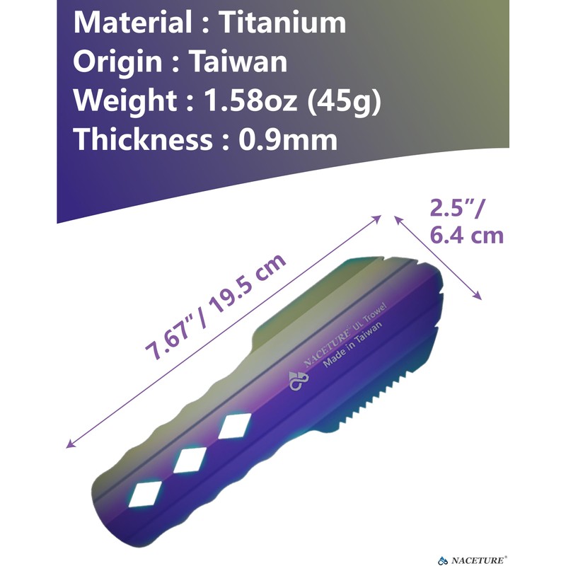 NACETURE Ultralight Backpacking Trowel Aluminum Shovel Small Potty Multitool with