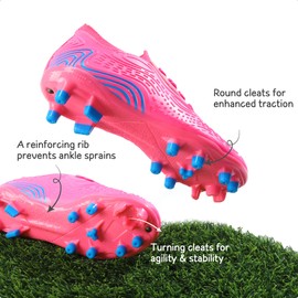 DREAM PAIRS Boys Girls Soccer Cleats Kids Football Shoes for Little/Big Kid,Size 1 Little Kid,Hot Pink/Royal Blue,SDSO2304K