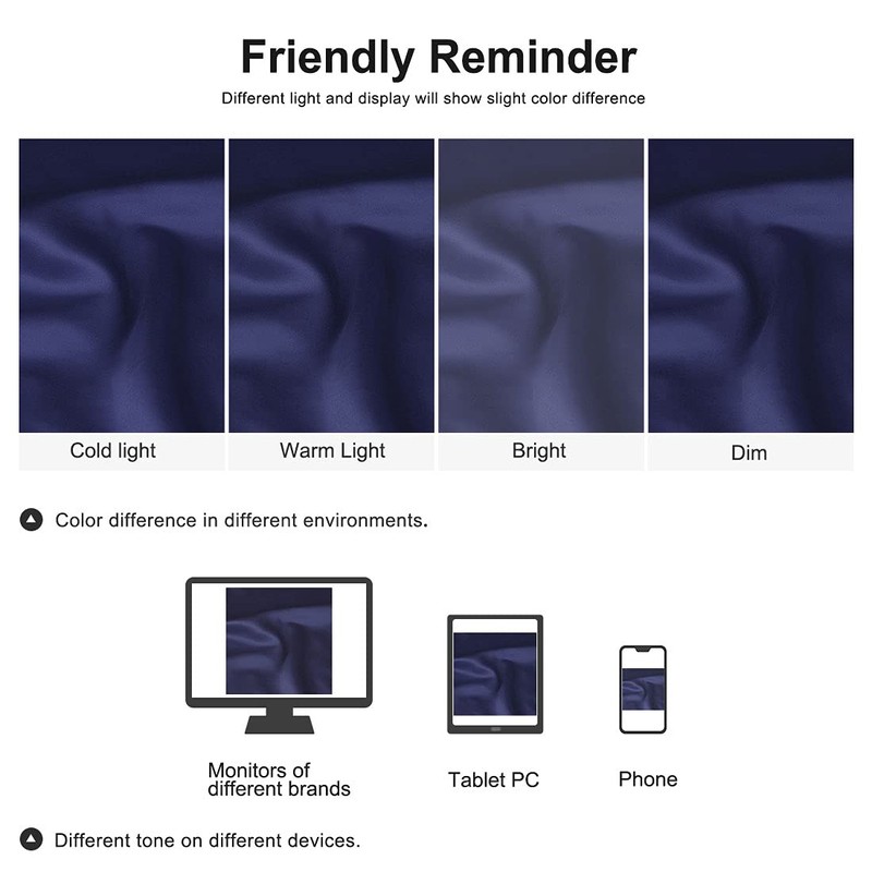 sourcing map Luxury Satin Oxford Pillowcases, Pair of 2 Navy