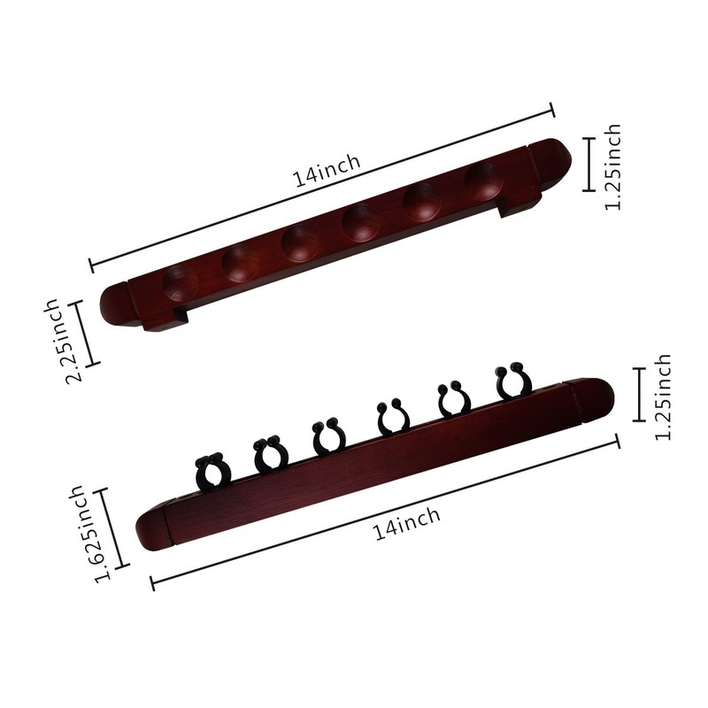 BALIKEN 2-Piece Billiard Pool Wall Mount Holds 6 Cue Sticks