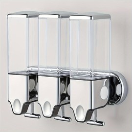 New 3-Pack 500ml Large Capacity Wall Mounted Shampoo Shower Gel and Conditioner Dispenser - Drill-Free Adhesive Installation Contemporary Plastic Design Space-Saving Easy to Clean Ideal for Bathroom and Kitchen Soap Transparent - Color: Black